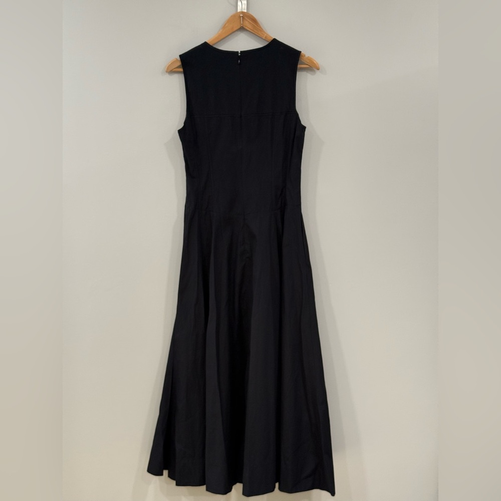 Madewell Black Yana Mid Weight Poplin V-Neck Midi Dress 4 NWT - Picture 6 of 8